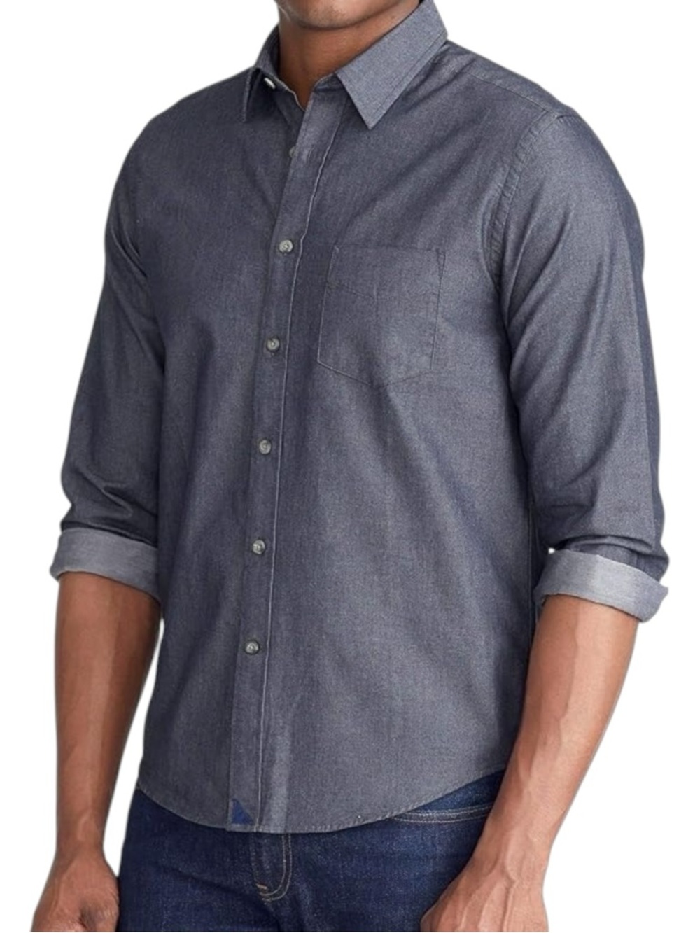 UNTUCKit Casablanca Chambray Shirt Dark Grey Slim Fit Button Down Men’s Large